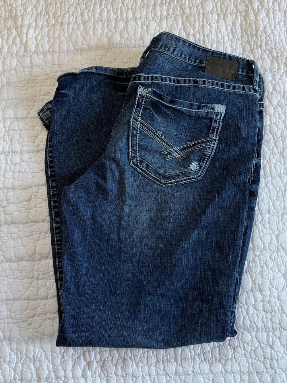 BKE Men's Straight Jeans - Dark Blue Denim